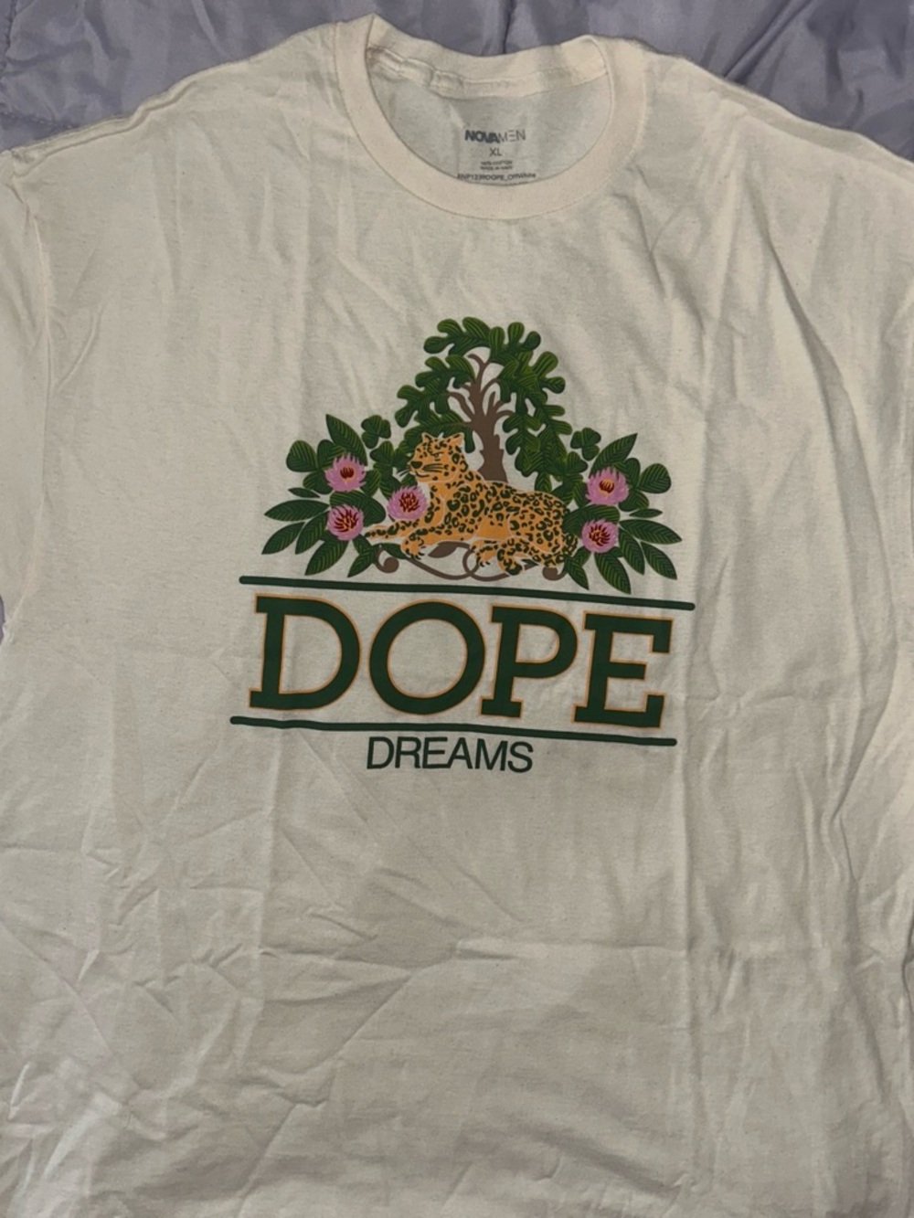 Fashion Nova DOPE Dreams Graphic Tee - White with Green, Pink, Brown